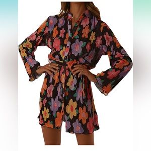 Plisse mini flower dress